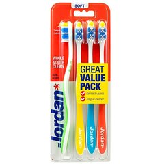 Jordan Toothbrush Total Clean Soft 4 kpl 4 kpl, hinta ja tiedot | Suuhygienia | hobbyhall.fi