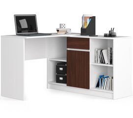 Työpöytä NORE B-17, valkoinen / tummanruskea. hinta ja tiedot | Tietokonepöydät ja työpöydät | hobbyhall.fi