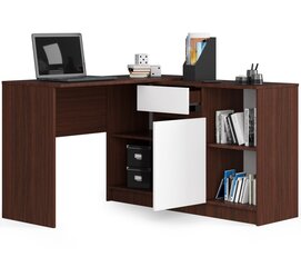 Kirjoituspöytä NORE B-17, tummanruskea / valkoinen. hinta ja tiedot | Tietokonepöydät ja työpöydät | hobbyhall.fi
