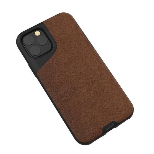 Mous Air-Shock Extreme Protection Back Cover Case for iPhone 11 Pro Max with real Leather Brown halvempaa